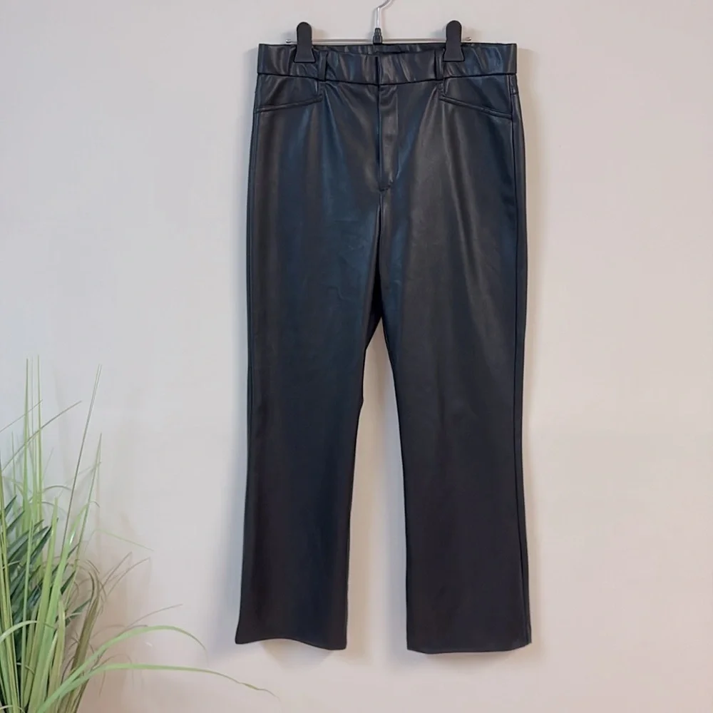 Zara Sleek Black Faux Leather straight Pants size XL - Picture 2 of 6